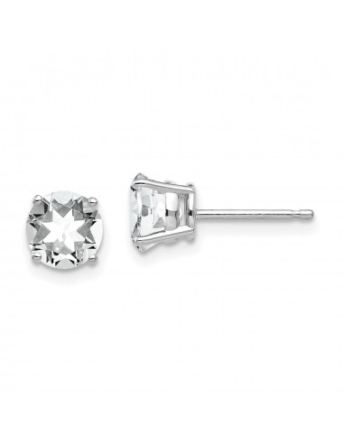 6MM Round Cubic Zirconia Stud Earrings in 14KT White Gold 50% de réduction en Octobre 2024