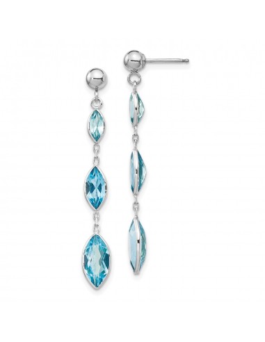 Marquise Swiss Blue Topaz Drop & Dangle Earrings in 14KT White Gold du meilleur 