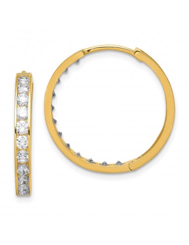 14KT Yellow Gold Cubic Zirconia 19MM Hoop Earrings Les êtres humains sont 