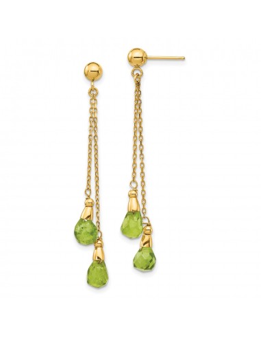 Peridot Drop & Dangle Earrings in 14KT Yellow Gold brillant des détails fins