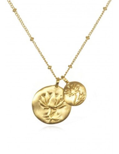 Gold Lotus Necklace - Two Blooms de pas cher