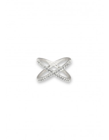 CZ Criss Crossed Silver Ring une grave pollution 