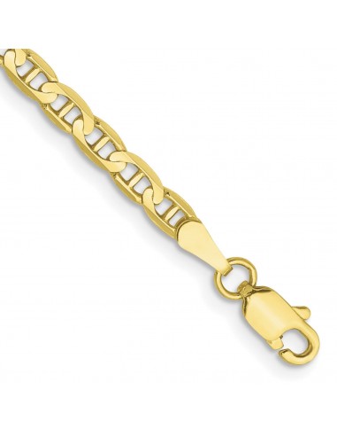 10KT Yellow Gold 7-inch 3MM Anchor Link Bracelet brillant des détails fins