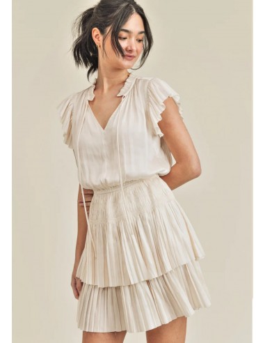 Short Sleeve Ruffle Dress, Champagne de la marque