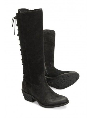 Sharnell Black Suede Tall Boot with Inside Zipper de pas cher