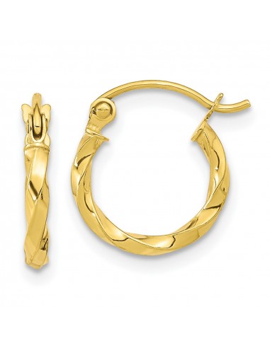 10KT Yellow Gold 12X2MM Twist Hoop Earrings Véritable concentré