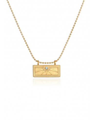 Sunburst Birthstone Tablet Necklace - Aquamarine 2 - 3 jours ouvrés.