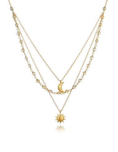 Sun Moon Citrine Triple Necklace pas cher