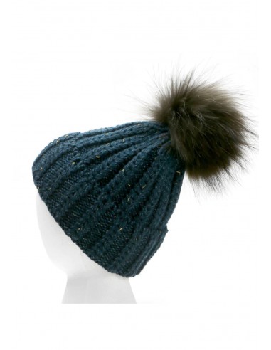 Real Fur Dark Teal "The Colorado" Hat Amélioration de cerveau avec