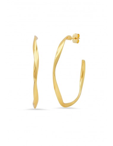 Large Wavy Thin Gold Hoop Earrings pas chere