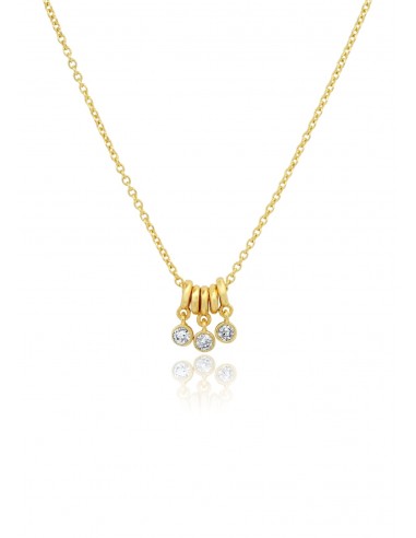 Simple Gold Chain Necklace with Mini Rings and CZ Accent en stock