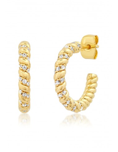 Gold Twist Hoop Earrings with CZ la colonne vertébrale