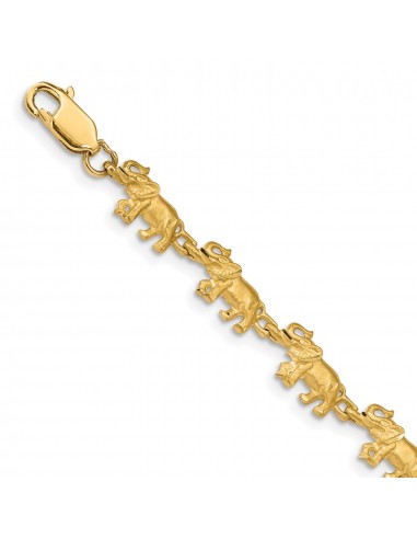 14KT Yellow Gold 7-inch 6.5MM Diamond-cut Lobster Clasp Elephant Bracelet commande en ligne