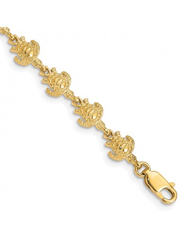 14KT Yellow Gold 7-inch 7MM Lobster Clasp Turtle Bracelet Comparez plus de prix