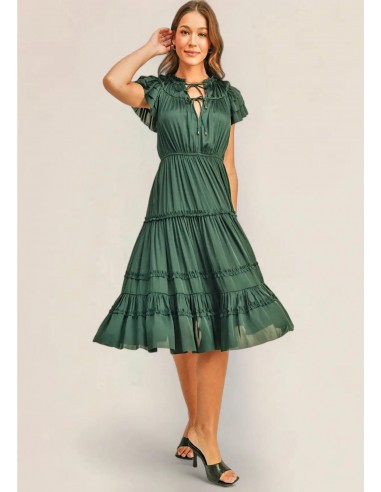 Kianna Ruffle Sleeve Dress - Teal l'achat 