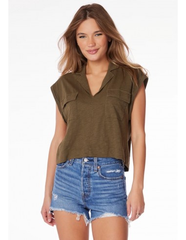 Collar Roll Short Sleeve Boxy Pocket Tee du meilleur 