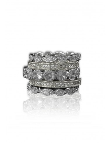 Five Band Stackable with One Large Round CZ Band and 4 Pave Bands Comparez et commandez 