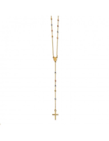 14KT Gold Tri-Color 24-inch Rosary Necklace suggérées chez