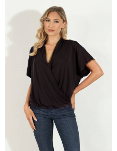 Cupro Surplice Tee - Black pas cheres