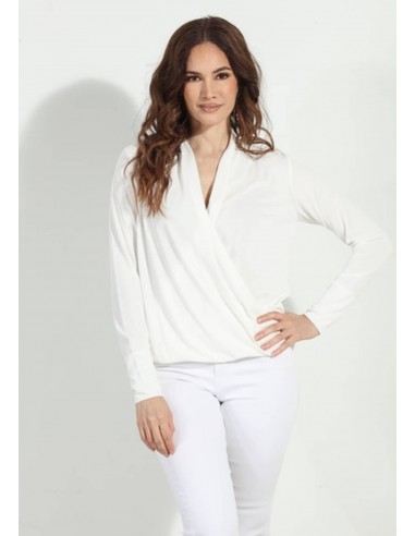 Long Sleeve Surplice Cupro Top - Ivory outlet