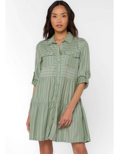 Bree Rolled Tab Sleeve Dress - Sage Fin de série