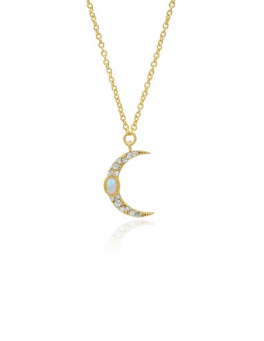 Pave Moon Pendant With Opal Accent basket pas cher