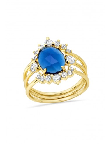 Halo September Birthstone Ring Stack - Sapphire de pas cher