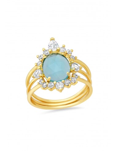 Halo March Birthstone Ring Stack - Aquamarine de l' environnement