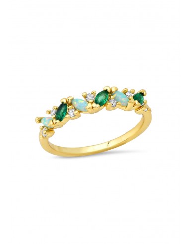 Green Mixed Marquis Stone Ring soldes