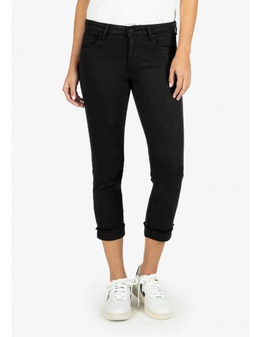 Amy Crop Straight Leg Roll-Up Black Jeans Livraison rapide