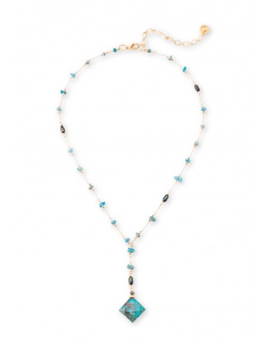 Artisan Blue Beaded Gold Necklace Par le système avancé 