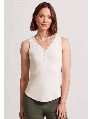 Henley Tank Top with Buttons - Sandust solde