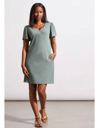 Flutter Sleeve V-Neck Dress - Cypress Les êtres humains sont 