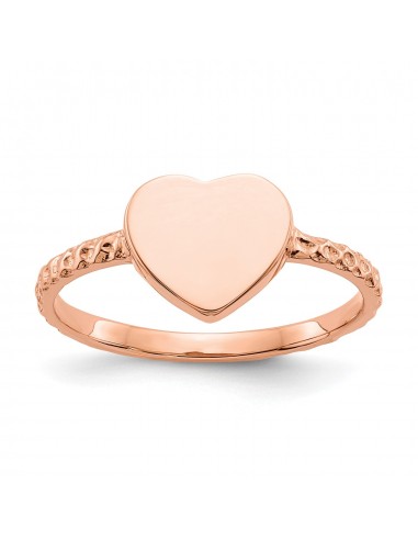 Engravable 14KT Rose Gold Heart Ring Size 7 pas cher chine