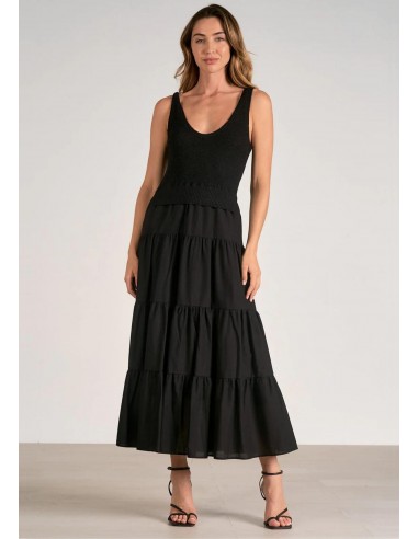 Woven and Knit Mix Maxi Dress - Black à prix réduit toute l'année