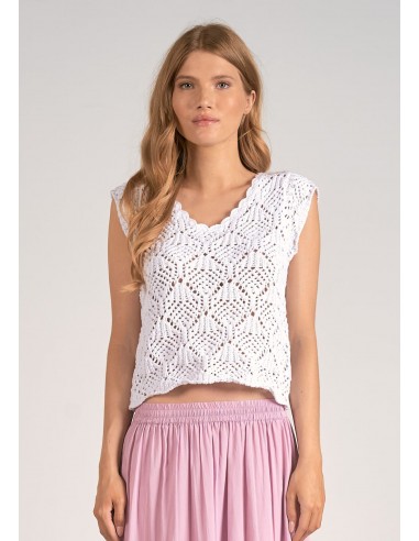 Cap Sleeve Crochet Sweater - White Comparez plus de prix