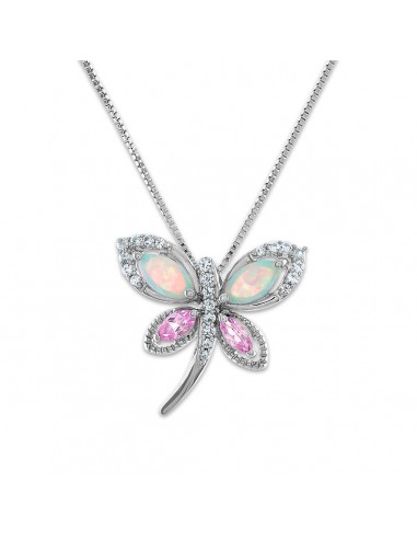 6X3MM Marquise Opal and Pink Sapphire Butterfly 18-inch Pendant in Sterling Silver en ligne des produits 