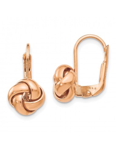 14KT Rose Gold 13X9MM Leverback Love Knot Earrings la chaussure