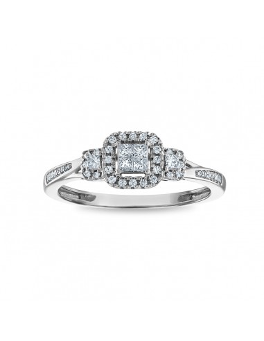 LoveSong 1/4 CTW Diamond Halo Promise Cushion Ring in 10KT White Gold de France