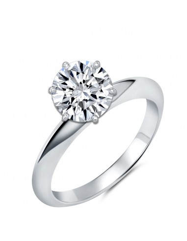 Crislu Platinum Plated Sterling Silver and Cubic Zirconia Solitaire Ring votre