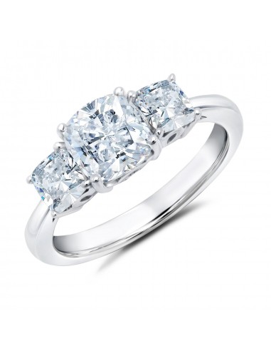 Crislu Platinum Plated Sterling Silver and Cubic Zirconia Three Stone Ring Le MVP de beaucoup