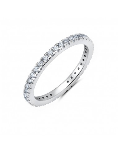 Crislu Platinum Plated Sterling Silver and Cubic Zirconia Eternity Band soldes