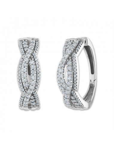 1 CTW Diamond Twist Hoop Earrings in 10KT White Gold plus qu'un jeu 