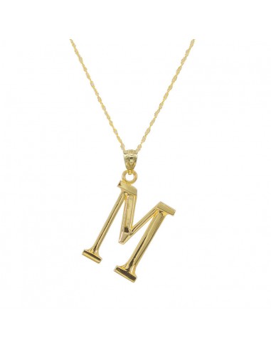 10KT Yellow Gold 18-inch 30MM Initial Pendant Initial M de l' environnement