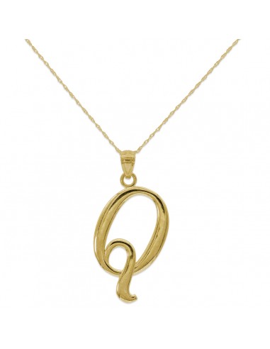 10KT Yellow Gold 18-inch 30MM Initial Pendant Initial Q offre 