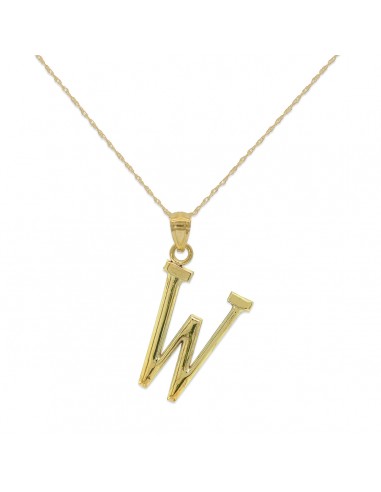 10KT Yellow Gold 18-inch 30MM Initial Pendant Initial W une grave pollution 